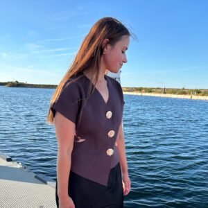 Rose top bruin met gouden details