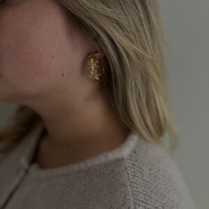 Bloemen oorbellen goud